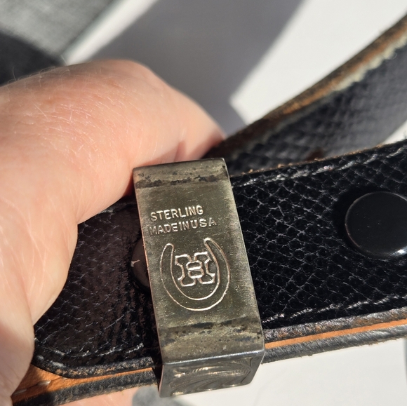 Sterling Silver & Snake Belt Size 38 Karung Herb Ltd Vtg Black Western Made USA - Picture 8 of 16